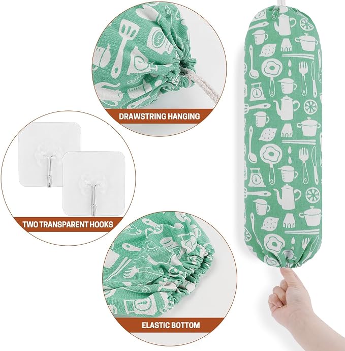 SWISSELITE 2Pcs Plastic Bag Holder, Reusable Plastic Bag Organizer | Wall Mount, Large Grocery Bag Storage Dispenser, 22x9 IN - Image 3
