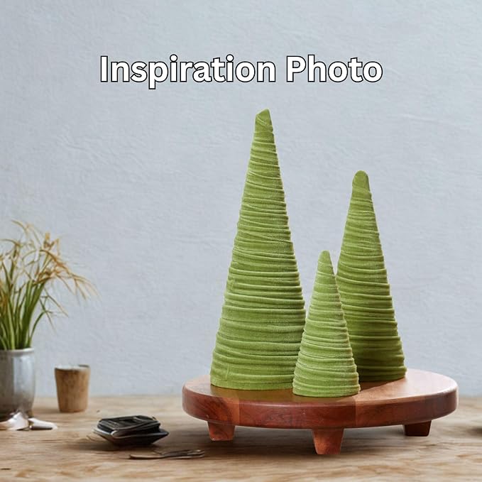 Your Heart's Content Fern Velvet Trees Set of 3, Woodland Navidad Mantel Accent, Nursery Decor, Modern Valentine Tree, Tabletop Centerpiece, Winter Green Bookshelf (Fern) - Image 6