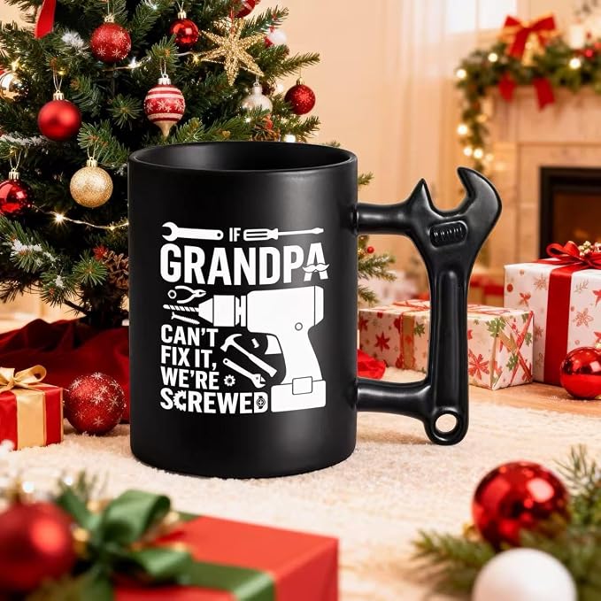 LOZACHE Funny Coffee Mug with Wrench Handle for Grandpa, Novelty Fathers Day Christmas Birthday Gifts for Grandpa Uncle Husband Brother Mechanic Tea Mug Present - Image 4