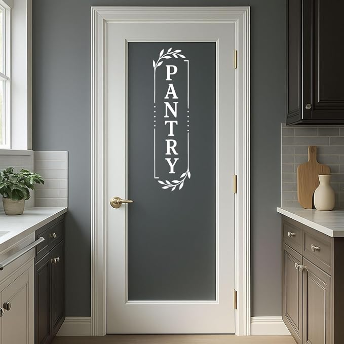 Pantry Door Lettering Vinyl Decal: White 7 x 26 Inch Vertical Design | Tall PANTRY Lettering Adds A Distinct Farmhouse Accent To Smooth Dark-Colored Doors - Image 8