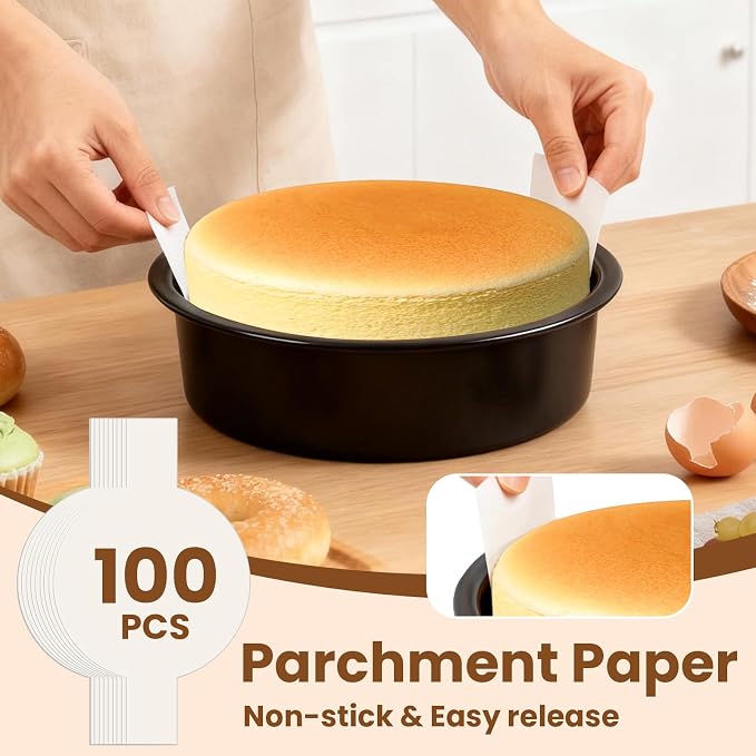6 Inch Round Cake Pan Set of 3 - Nonstick Carbon Steel Cake Baking Pans with 100 PCS Parchment Paper, Dishwasher Safe, Durable for Layer Cakes, Birthday & Christmas Baking - Image 3