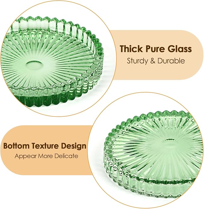 Modern Clear Coaster Set of 5- Glass Coasters for Drinks, Clear Green | Crystal Coasters Round Cup Mat Coffee Table Decor for Office, Kitchen, Bar, Dining Room, Living Room, Patio - Image 4