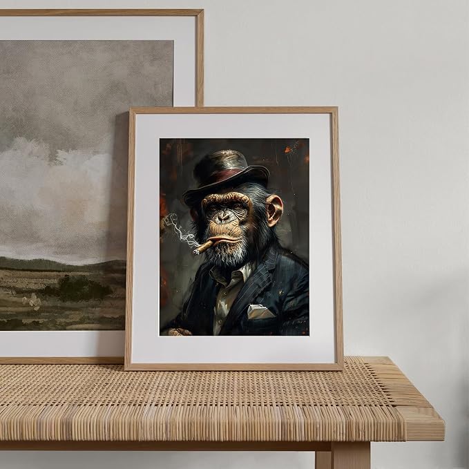 XOCUUI Wall Art Monkey Chimp Smoke Abstract Wall Painting Kid Pop Street Graffiti Wall Art Decor Ready To Hang for Living Room Bedroom Home Bathroom Wall Decor (30x40cm) 12x16 inch - Image 3