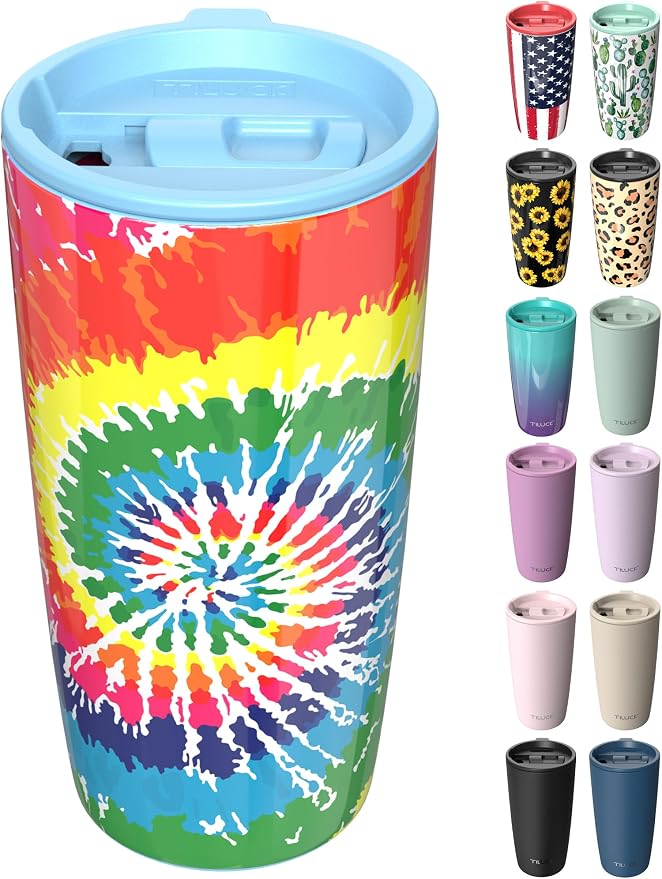 TILUCK 20 oz Insulated Coffee Tumbler with BPA-Free Lid | Travel Coffee Mug, Dishwasher Safe, Cup Holder Friendly, Double-Wall Vacuum Insulation for Hot & Cold Drinks, RotatingRainbow by TILUCKBringsGoodLuck
