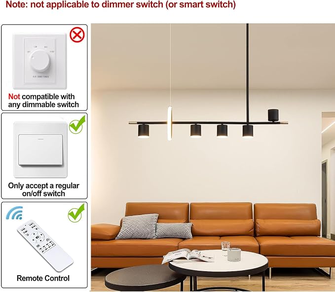 Siittoo 40" Modern LED Pendant Light, Dimmable Black Kitchen Island Light | 40W Remote-Controlled LED, Adjustable 3000K-6000K Lighting with Spotlights for Kitchen Island, Dining Room & Bar - Image 3