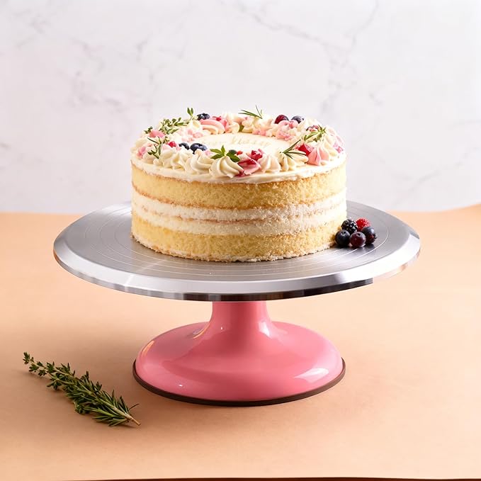 Fdit Cake Decorating Turntable, 10 Inch Silent Bearing Revolving Cake Stand Rounded Edges for Cake Decorating Supplies for Home ()