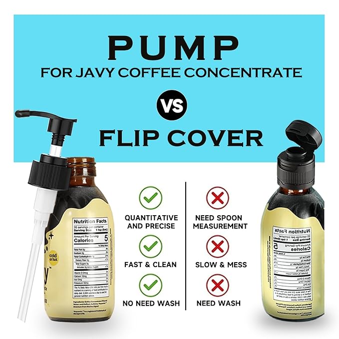 Qxyooh | 6 Pack Syrup Pump for Javy Coffee Concentrate (6FL OZ) – Precision Dosing, Fit for Javy Bottles (177ML) Cold Brew Coffee, Barista-Grade Flow Control | Leak-Proof