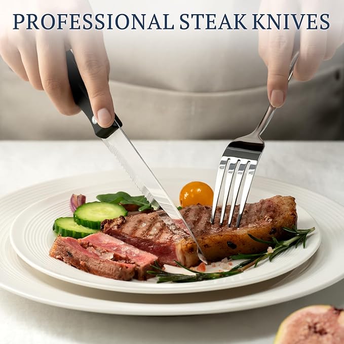 Astercook Silverware Set 48-Piece Flatware with Steak Knives Food-Grade Stainless Steel Cutlery for 8 Mirror Polished Utensils Set Include Spoons and Forks for Home Kitchen Restaurant - Image 4