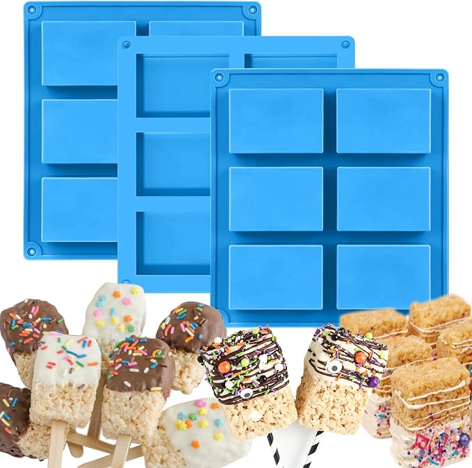 Sidosir Rice Silicone Mold for Rice Treats Baking, 6-Cavity Granola Cereal Bars Mold for Chocolate Cheesecake Brownie by Sidosir