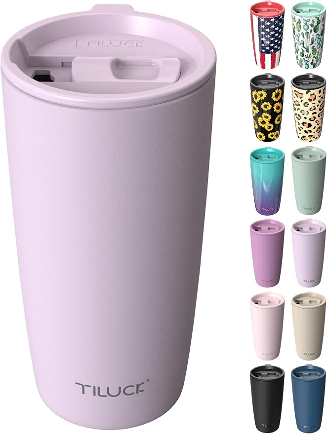 TILUCK 20 oz Insulated Coffee Tumbler with BPA-Free Lid | Travel Coffee Mug, Dishwasher Safe, Cup Holder Friendly,Double-Wall Vacuum Insulation for Hot & Cold Drinks, MatteLightPurple by TILUCKBringsGoodLuck