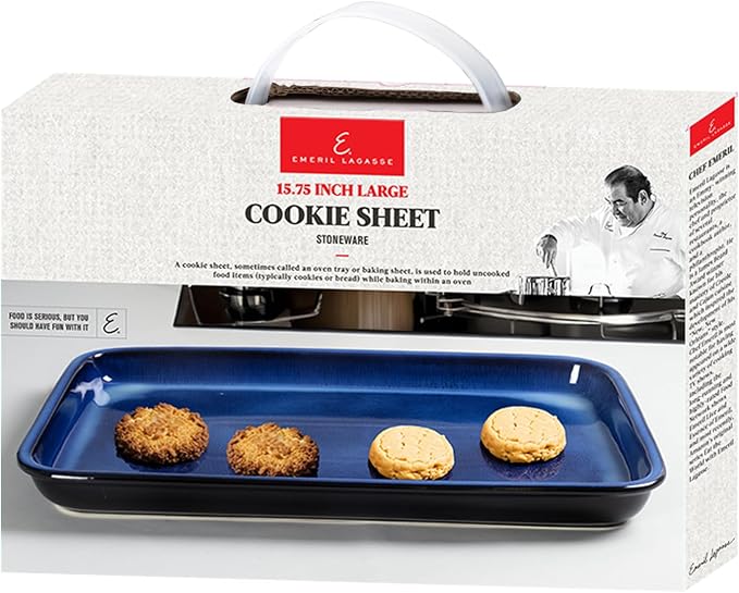 Emeril Lagasse Large Stoneware Baking Sheet – Non Stick Stoneware Cookie Sheet & Baking Tray, Oven Safe Baking Trays for Oven, Ceramic Sheet Pan, 15.75" - Image 2