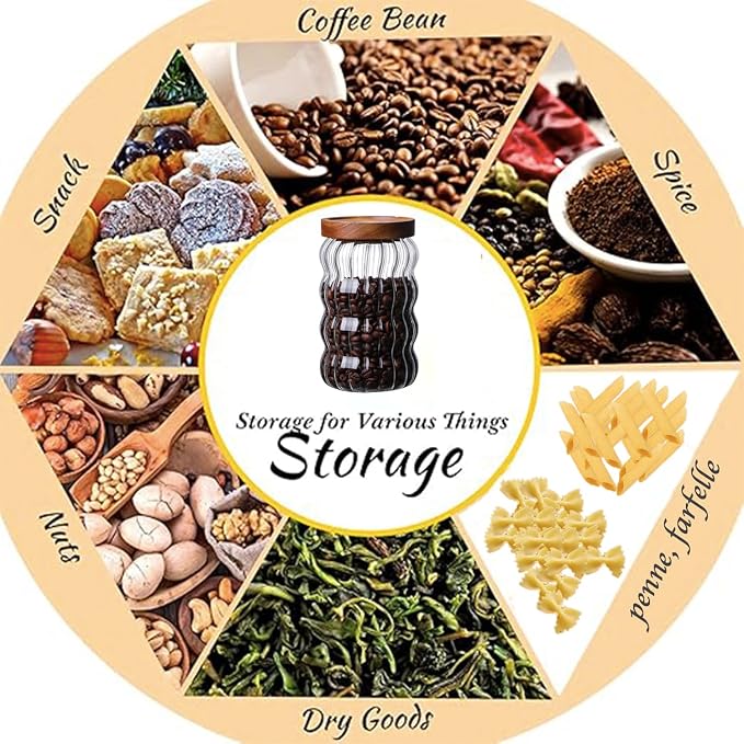 Glass Food Storage Container Jar with Airtight Seal Acacia Wood Lids Clear Glass canister Coffee,Tea,Spice Containers Sugar,Cookies,Nuts,Snack,Candy Jar - Image 6