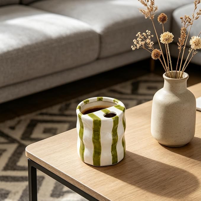 Espresso Cups Ceramic Coffee Mug Series European Striped Dot Coffee Cup And Saucer Mug Cake Plate Afternoon Tea Set Tea Cup And Saucer (Green 3) - Image 7