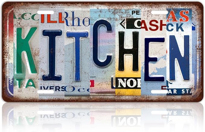 Vintage Kitchen Metal Tin Sign License Plate Wall Decor for Home 12 x 6 Inches by MTsigns