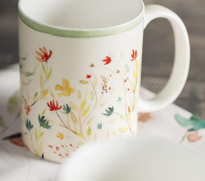 Maison d' Hermine Coffee Mug with Handles Tea Cups (15 Ounce, Pack of 2) | Fine Bone China Coffee Mugs for Hot Beverages Cappuccino Latte Home Restaurant Hotel Spring Summer -Colmar - Image 8
