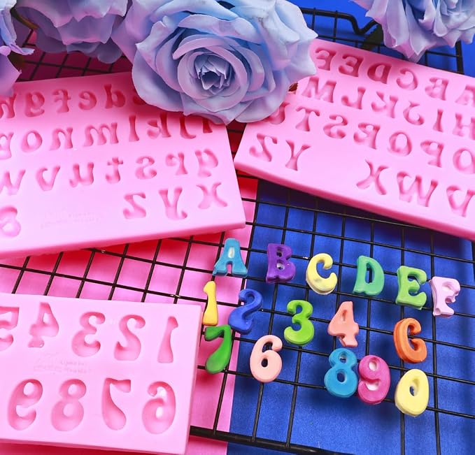 Letters Molds and Numbers Molds, Silicone Fondant Mold Chocolate Molds, 0-9 Number and 26 Letters Silicone Molds for Baking Desserts and Cake Decoration (3 pack) - Image 5