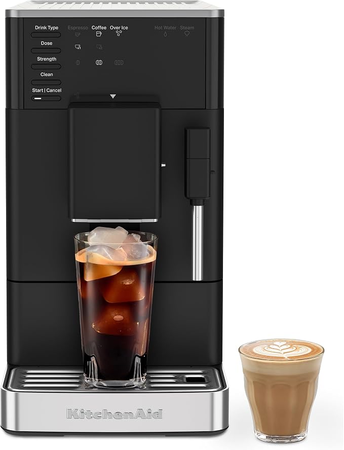 KitchenAid Fully Automatic Espresso Machine KF2 With Iced Coffee, KES8452 | 6 Hot and Iced Coffee Options, Built-In Grinder, Integrated Steam Wand for Milk Frothing, Black Matte by Unknown