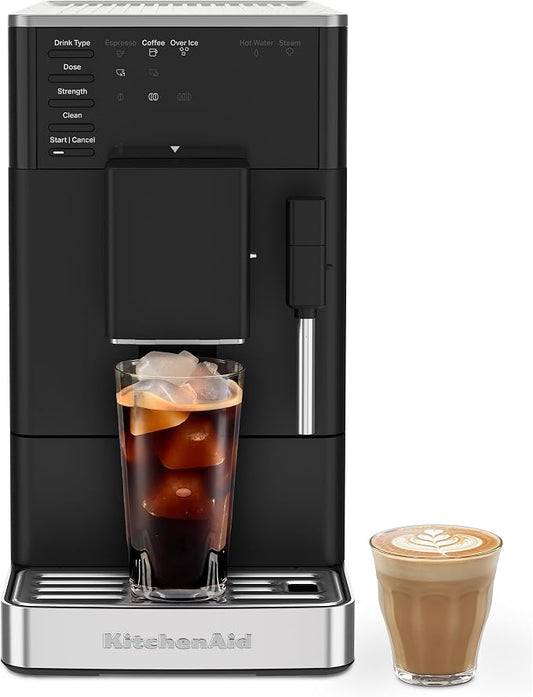 KitchenAid Fully Automatic Espresso Machine KF2 With Iced Coffee, KES8452 | 6 Hot and Iced Coffee Options, Built-In Grinder, Integrated Steam Wand for Milk Frothing, Black Matte by Unknown