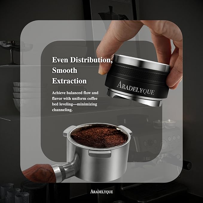 53mm Coffee Distributor & Tamper Tool, Dual Head Espresso Leveler Compatible with 54mm Breville Portafilter, Adjustable Depth Coffee Tamper for Barista & Home Use