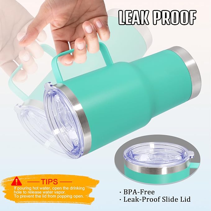 20 oz Tumbler with Handle and Lid Insulated Travel Coffee Mug LightBlue 6P | Stainless Steel Tumbler, coffee tumbler with handle,Spill Proof Double Wall Vacuum Tumbler Cup Keep Drink Hot & Cold - Image 7