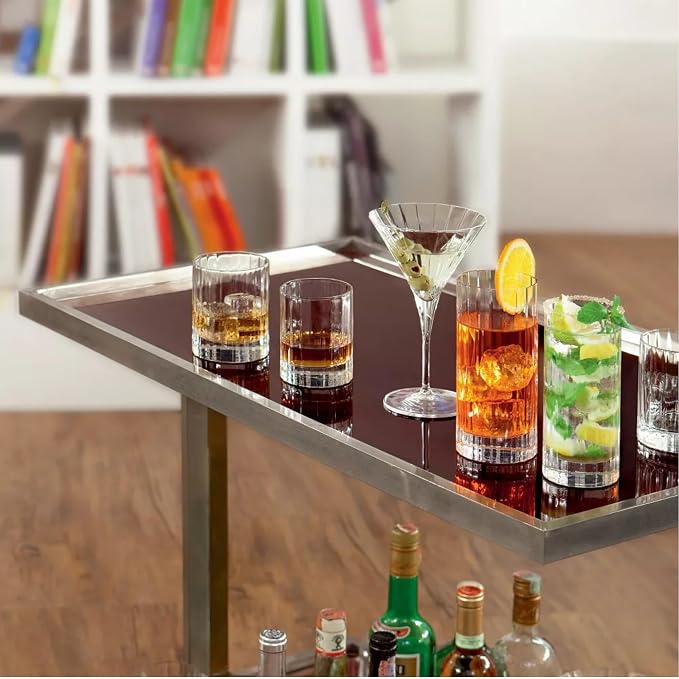 Luigi Bormioli Bach Highball Glasses, 16.5 Oz - Clear, Set of 4 | Durable Crystal Glasses, Ribbed Design Drinkware for Cocktails, Iced Tea & Juices, Smooth Rim, Heavy Base, Dishwasher Safe - Image 6