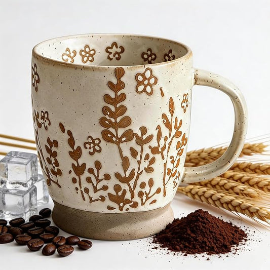 18oz Coffee Mug Gift for Women Mom Her - Rustic Handmade Coffee Cup | Microwave & dishwasher safe. Mug for latte, cocoa, tea, milk, milkshake. Home office essential. Great gift for mom or her by hujgeis