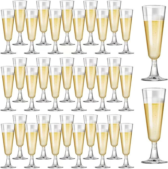 SUREHOME Plastic Champagne Flutes 40 Pack Disposable Champagne Glasses 5oz Clear Plastic Mimosa Glasses Wedding Cocktail Cups Bulk for New Years Eve Party Supplies 2026 Engagement Birthday Decorations by SUREHOME