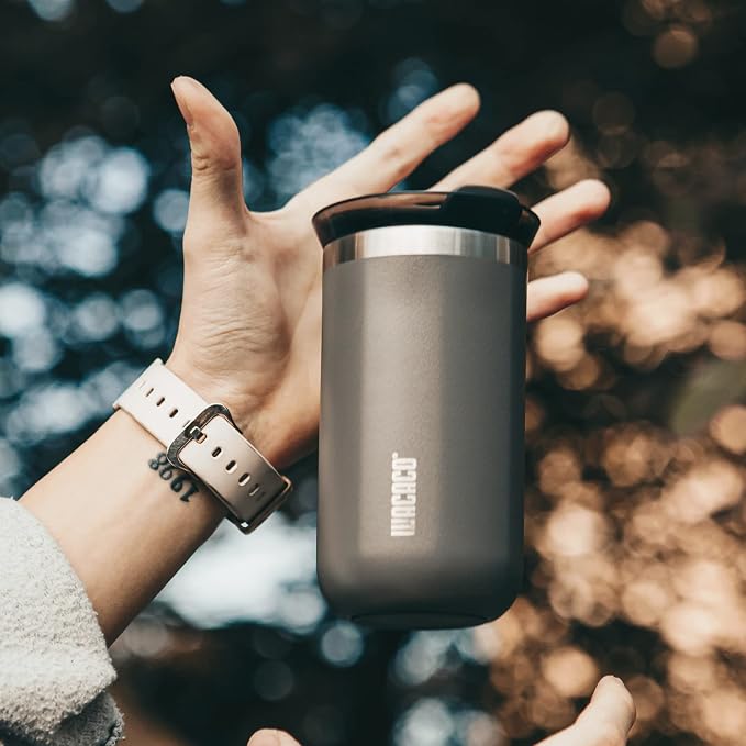 WACACO Octaroma Lungo Vacuum Insulated Coffee Mug, Double-wall Stainless Steel Travel Tumbler With Drinking Lid, 10 fl oz(300ml)， Dim Grey - Image 6