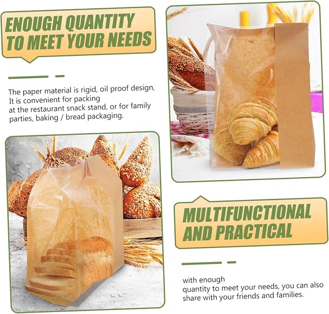 50pcs Kraft Paper Dessert Bags Paper Pouches for Packaging Baked Goods Packaging Supplies - Image 5