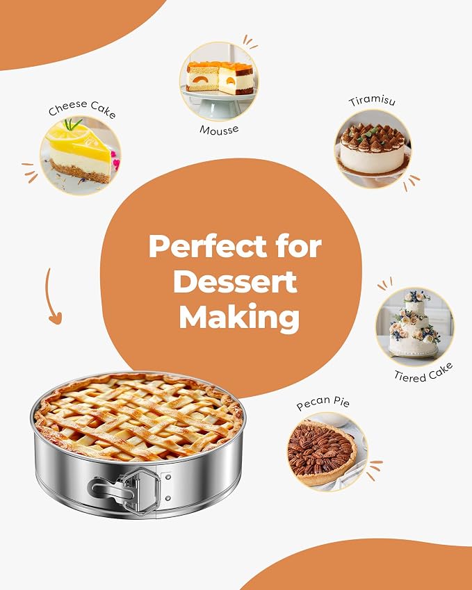 Kootek Cake Pan, Springform Pan with Removable Bottom, 9 Inch, Round | Stainless Steel, 2.6" in Depth, Easy Release Baking Pan, Dishwasher Safe, Oven Safe, Instant Pot Safe, Round Cheesecake Pan - Image 7