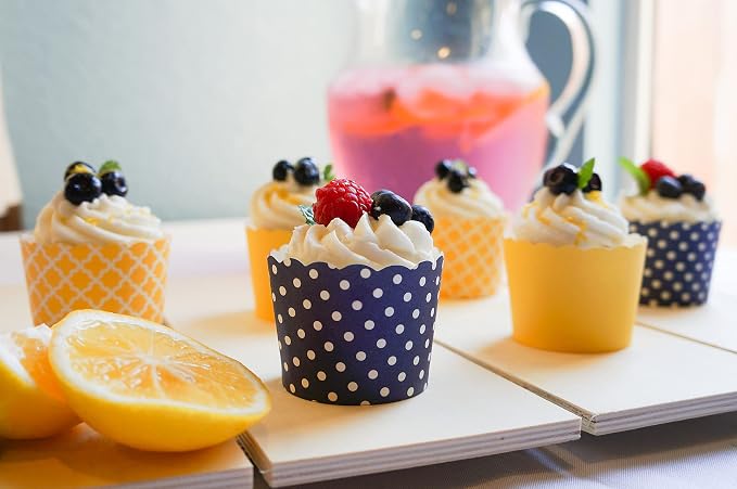 Paper Baking Cups (Polka Dots), Greaseproof Disposable Cupcake Liners (Navy Blue, Large Cups (50-Pack)) - Image 5