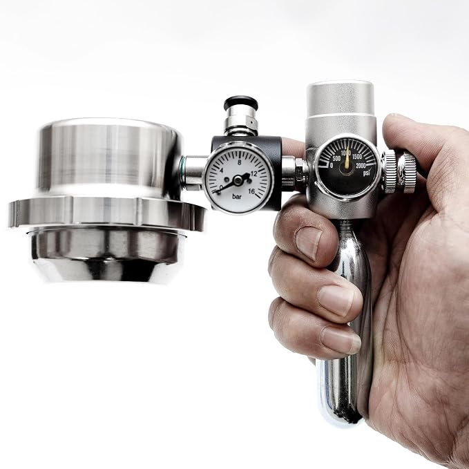 58mm Pneumatic Coffee Maker, Stainless Steel Manual Coffee Machine | With Pressure Gauge & Pressure Reducing Valve, 9 Bar Fast Extraction, For Home, Camping Travel - Image 3