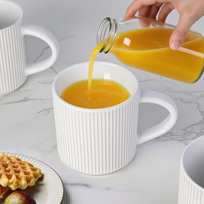 DeeCoo Matte White Coffee Mugs Set of 4, 12 Ounce Mug with Handles, Ceramic Stoneware Catering Coffee Cups, Porcelain Mugs Sets for Coffee, Tea, Hot Cocoa, Milk, Microwave and Dishwasher Safe - Image 7