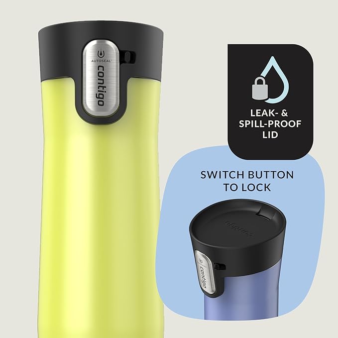 Contigo® AUTOSEAL® West Loop Vacuum-Insulated Stainless Steel Travel Mug with Easy-Clean Lid, 20 oz, 2-Pack, Aster Frosted Pearl; Limelight Frosted Pearl - Image 3