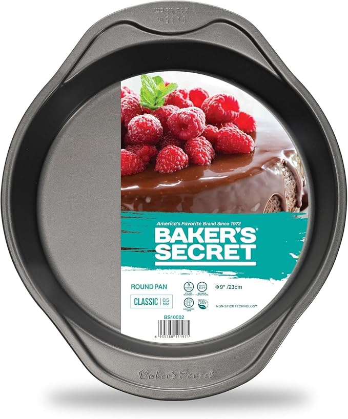 Baker's Secret 2pcs Nonstick Round Cake Pan 9", Carbon Steel Pan with Premium Food-Grade Coating, Non-stick Cake Pan for Birthday Cakes and others, Bakeware DIY - The Classic Collection - Image 4