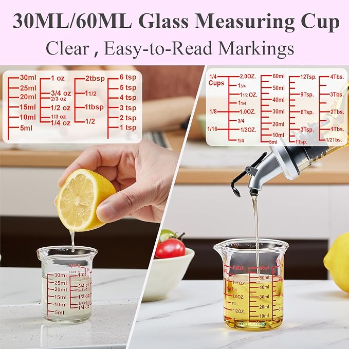 Ackers 4-Piece Glass Measuring Cup Set, Borosilicate Beaker Style Nesting Liquid Measuring Cups - Image 3