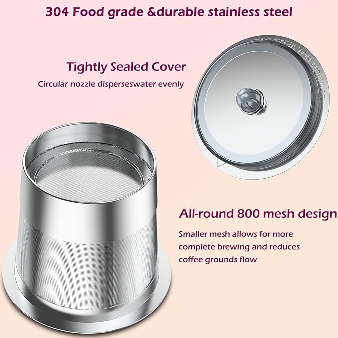 Reusable K Cups,Kcup Refillable Coffee Pod,Refillable K cups for k-eurig 1.0 & 2.0 Coffee Makers, 304 stainless steel, Eco-Friendly, BPA-Free,(6 Pack)