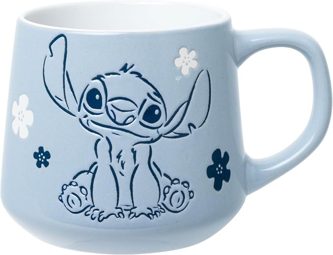 Silver Buffalo Disney Lilo and Stitch, Wax Resist Ceramic Pottery Mug, 18oz | Ohana Means Family, Etched Engraved, 0.53 Liters by SilverBuffalo