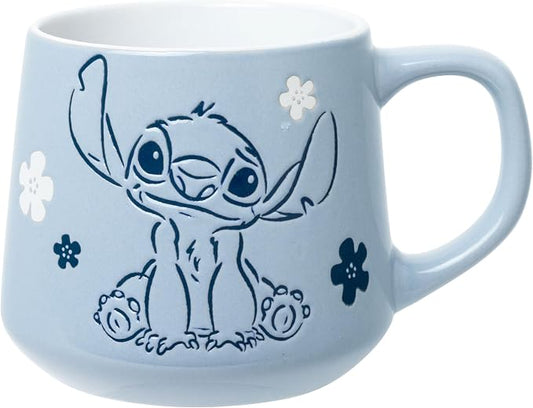 Silver Buffalo Disney Lilo and Stitch, Wax Resist Ceramic Pottery Mug, 18oz | Ohana Means Family, Etched Engraved, 0.53 Liters by SilverBuffalo