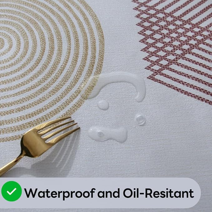 Wipeable Waterproof Tablecloth Vinyl Tablecloths for Rectangle Tables Heavy Duty PVC Tablecloth for Kitchen Dining Table(Geometry-2, 54'' x 72'') - Image 2