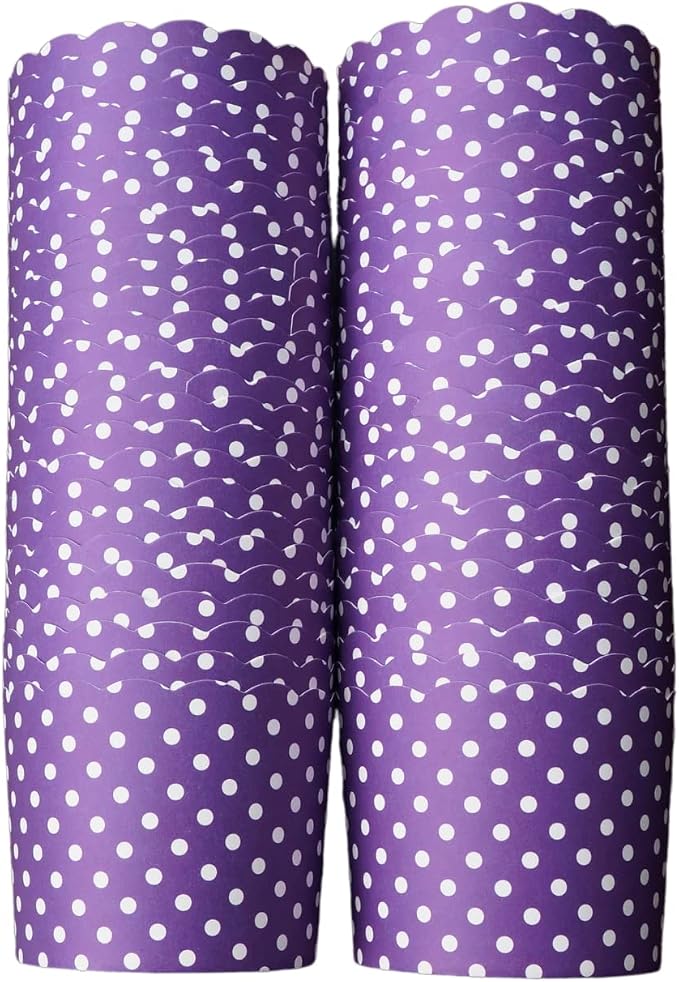 Paper Baking Cups (Polka Dots), Greaseproof Disposable Cupcake Liners (Purple, Large Cups (50-Pack)) by Bake-In-Cup