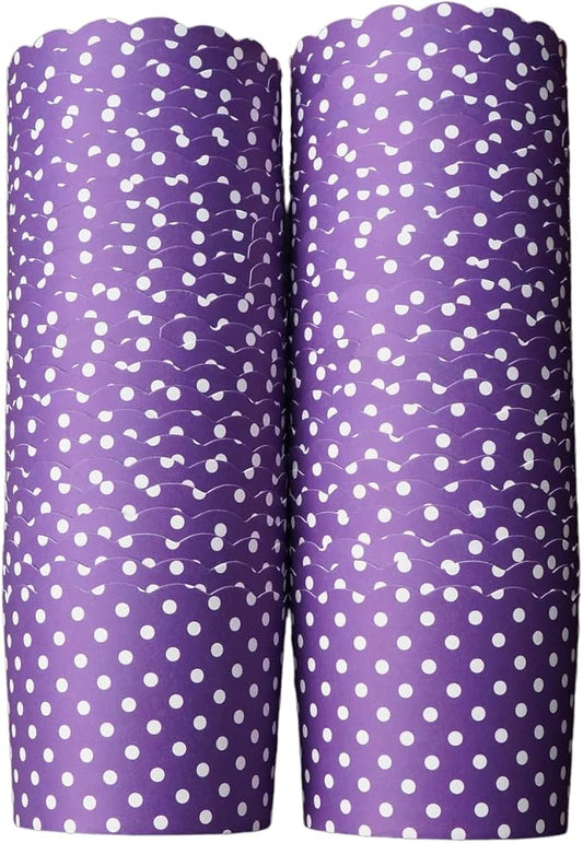 Paper Baking Cups (Polka Dots), Greaseproof Disposable Cupcake Liners (Purple, Large Cups (50-Pack)) by Bake-In-Cup