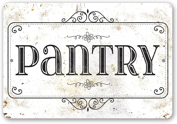 Pantry Metal Sign - Classic Farmhouse Kitchen and Dining Decor, Country Home Pantry Decoration and Great Housewarming Gift, 8x12 Use Indoors or Outdoors Durable Rustic White Metal Sign by LoneStarArt