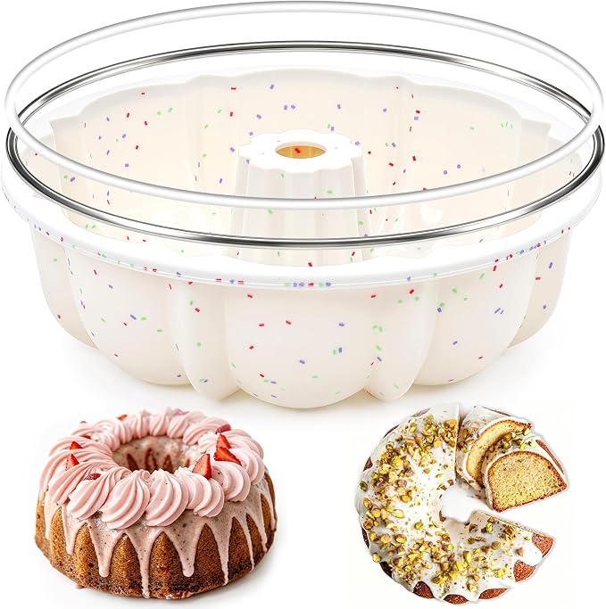 Vinino 9.5 Inch Fluted Tube Cake Pan with Metal Frame, 1 Pack | Classic Pound Cake Mold for Homemade Baking, Perfect for Bread, Jello, Gelatin & Flan, Nonstick Surface for Easy Release by VININO