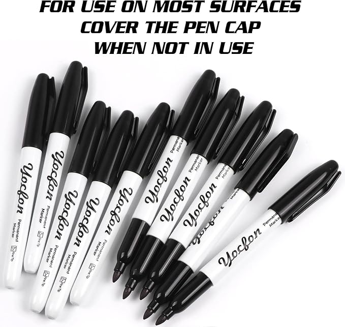 Permanent Markers, 72 Count Black Permanent Markers Set, Fine Tip, Waterproof Markers, Works On Plastic, Wood, Stone And Metal For Doodling, Marking