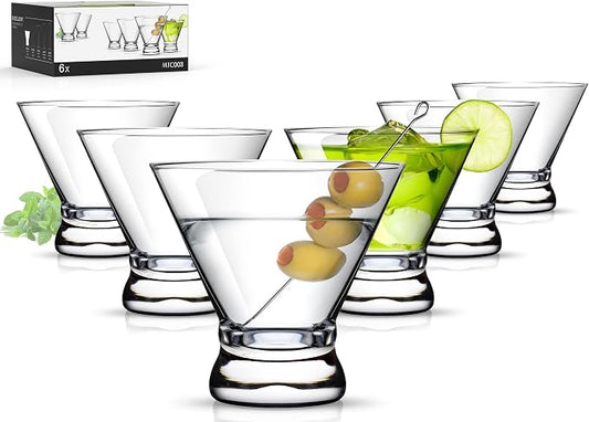 Martini Glasses Set of 6, 8oz Coupe Cocktail Glasses for Margarita | Manhattan, Cosmopolitan, Espresso, Home Bar, Evening Parties, Birthdays, Housewarming Gift by LUNAMANTHA