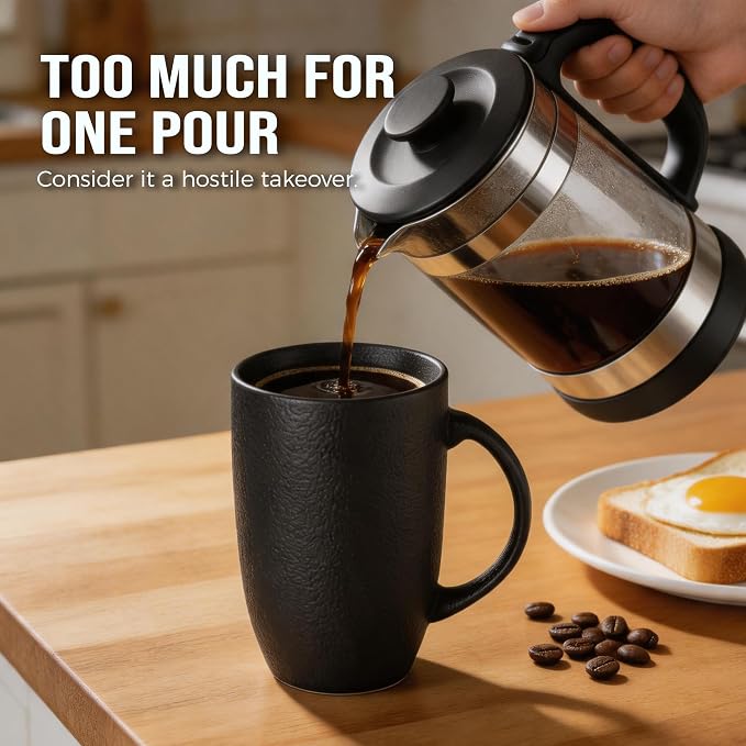 22oz Oversized Heavyweight Ceramic Coffee Mug, Large (Black) | 22oz Extra Large, Oversized Heavyweight Ceramic, Reactive Glaze, Microwave & Dishwasher Safe, Prop 65 Compliant, Gift Box - Image 2