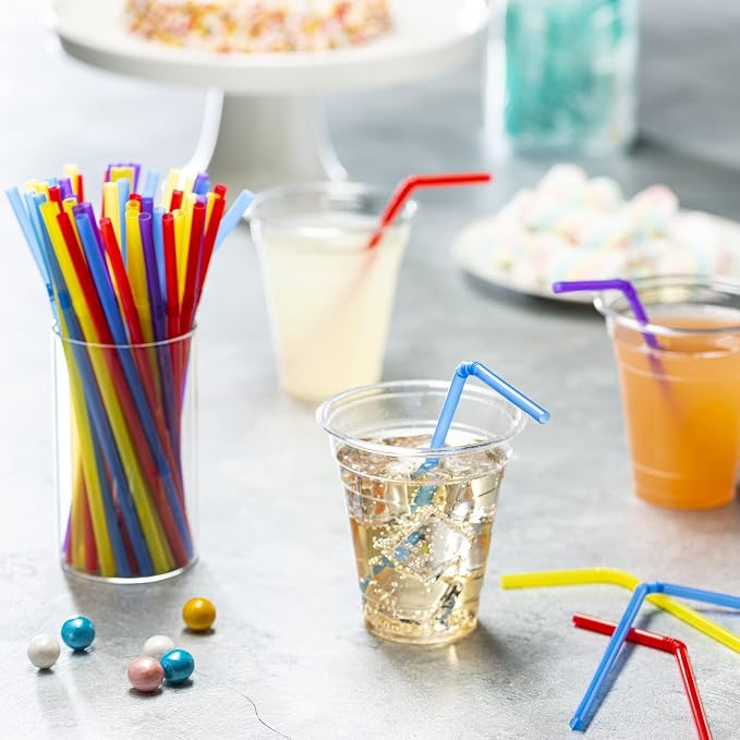 Comfy Package [250 Count] Flexible Plastic Drinking Straws - Disposable Drinking Straws - 7.75"High - Assorted Colors - Image 6