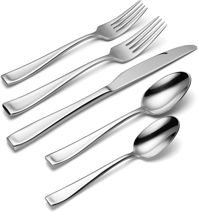 Oneida Moda 75-Piece 18/10 Silverware Set for 12, Flatware | silver, dishwasher safe | includes knives, forks, and spoons | heavy duty, cutlery set, utensil set, wedding silverware - Image 3