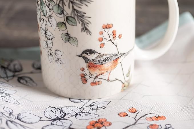 Maison d' Hermine Coffee Mug with Handles Tea Cups (15 Ounce, Pack of 1) | Fine Bone China Coffee Mugs for Hot Beverages Cappuccino Latte Home Spring Summer -Whitish Shabby Chique - Winter Robin - Image 8